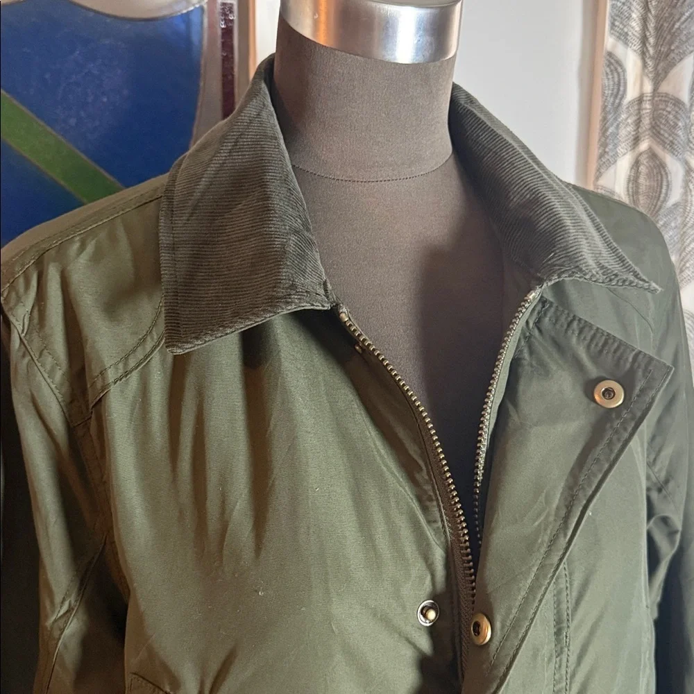 J Crew Olive Green Chore Coat Corduroy Collar SZ S